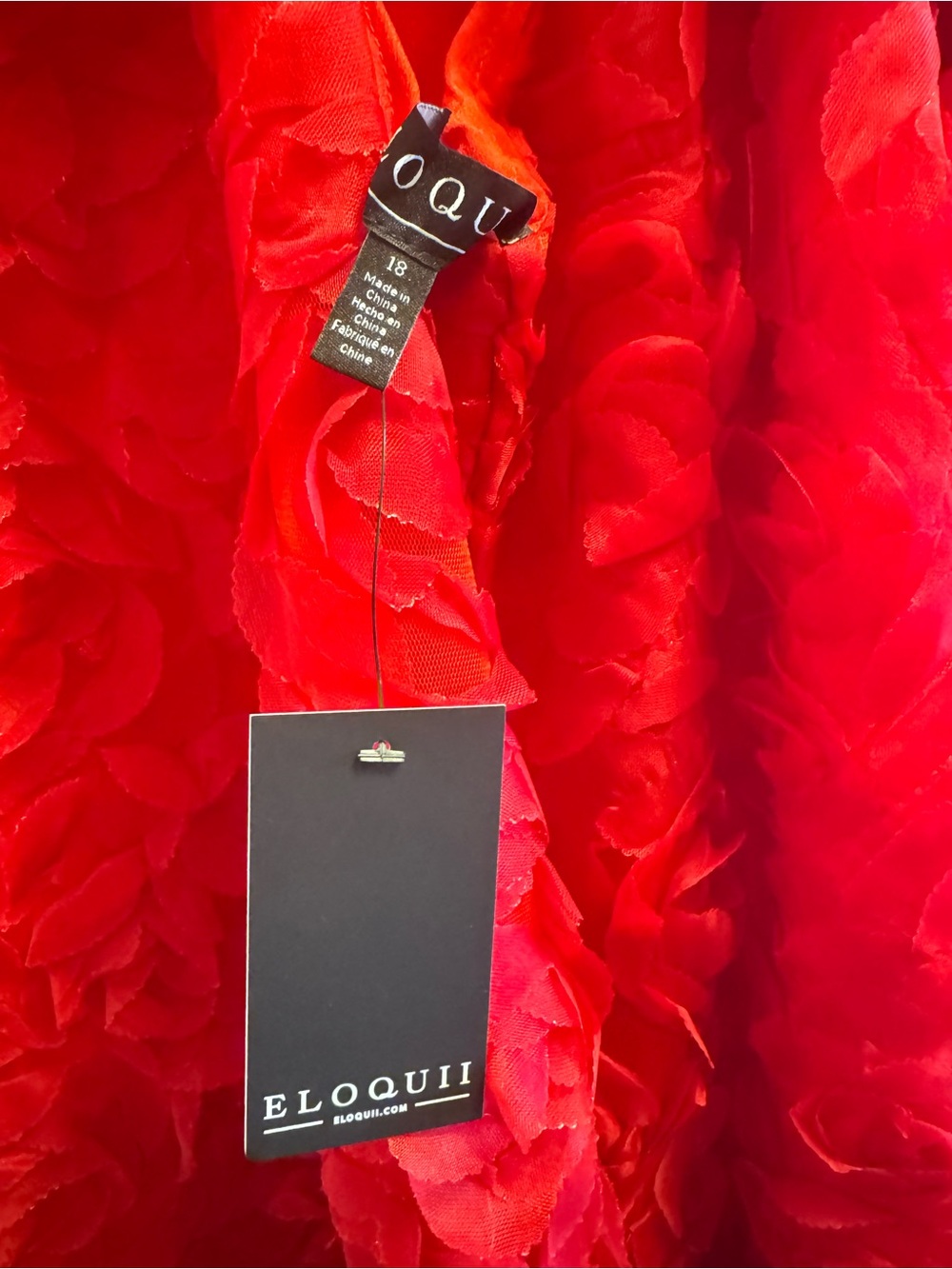 Eloquii 3D Red Floral Appliqué Maxi Dress - Picture 3 of 9